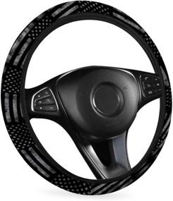 img 4 attached to 🚗 Enhance Your Ride with the xiladoso Vintage Black American Flag Steering Wheel Cover - Premium Protection and Style for Your Car!