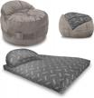 cordaroy's chenille nest bean bag chair, convertible chair folds from chair to bed, as seen on shark tank, charcoal, queen logo