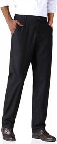 img 1 attached to Men'S Linen Blend Relaxed Fit Straight Leg Pants With Elastic Waistband