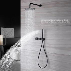 img 3 attached to TRUSTMI Rainfall Shower System Brass 10 Inch Round Rain Shower Head With Hand Held Shower Faucet Set (Rough-In Valve Included), Matte Black