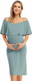 img 4 attached to Coolmee Women'S Off Shoulder Maternity Maxi Dress Casual Wear