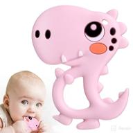 🦕 bbbiteme baby teething toys: silicone dinosaur teethers for babies 0-6, 6-12 months | bpa-free teether gifts & baby shower toy for toddlers and infants (pink) логотип