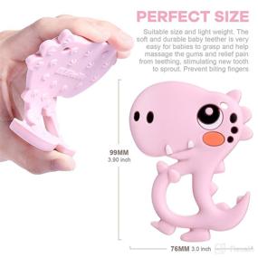 img 1 attached to 🦕 BBBiteMe Baby Teething Toys: Silicone Dinosaur Teethers for Babies 0-6, 6-12 Months | BPA-Free Teether Gifts & Baby Shower Toy for Toddlers and Infants (Pink)