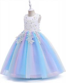 img 1 attached to Big Girls Lace Bridesmaid Dress Flower Kid Wedding Ball Gown Toddler Princess Pageant Evening Dresses