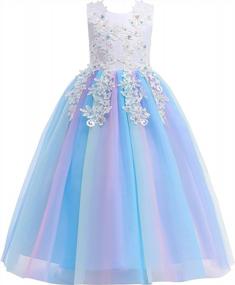 img 4 attached to Big Girls Lace Bridesmaid Dress Flower Kid Wedding Ball Gown Toddler Princess Pageant Evening Dresses