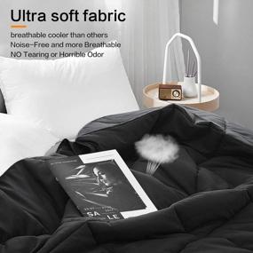 img 2 attached to Black All Season Cal King Size Soft Quilted Down Alternative Comforter Duvet Insert With Corner Tabs, Winter Summer Warm Fluffy - EDILLY 96" X 104