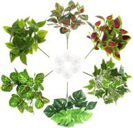 🦎 6pcs hanging artificial reptile terrarium plants – suction cup lizards habitat decorations for amphibians, bearded dragons, and more – fake green plastic ornament pets tank climbing décor логотип