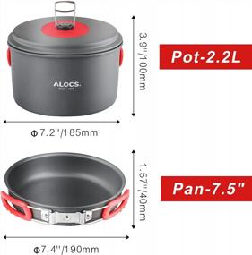 img 2 attached to Alocs Camping Cookware, Portable Camping Pots And Pans Set With Camping Kettle, Lightweight Camping Cooking Set For Outdoor Backpacking Camping Hiking Picnic, Included Mesh Carry Bag