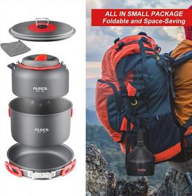 img 3 attached to Alocs Camping Cookware, Portable Camping Pots And Pans Set With Camping Kettle, Lightweight Camping Cooking Set For Outdoor Backpacking Camping Hiking Picnic, Included Mesh Carry Bag