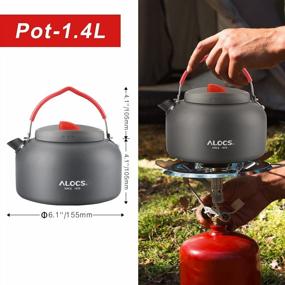 img 1 attached to Alocs Camping Cookware, Portable Camping Pots And Pans Set With Camping Kettle, Lightweight Camping Cooking Set For Outdoor Backpacking Camping Hiking Picnic, Included Mesh Carry Bag