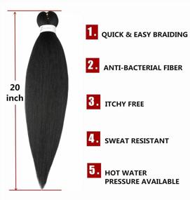 img 3 attached to 8 Packs Pre-Stretched Yaki Straight Synthetic Braiding Hair For Professional Crochet Braids Hot Water Setting - 20 Inch #1