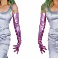удлиненные светло-розовые кожаные перчатки из искусственной лакированной кожи 28 дюймов для женщин от dooway логотип