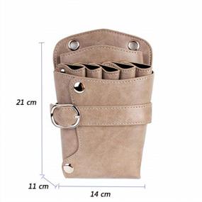 img 3 attached to Scissors Pouch PU Leather Salon Barber Hairdressing Scissors Holster Hair Stylist Tools Bag Comb Shear Holster Waist Shoulder Belt (Khaki)