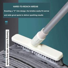 img 2 attached to Long-Handled V-Shaped Grout Brush With Hard Bristles For Effective Window Track And Crevice Cleaning - Perfect Corner Scrubbing Brush Scrubber