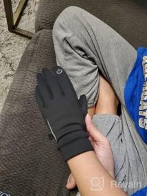 img 5 attached to Водонепроницаемые детские зимние перчатки с сенсорным экраном YukiniYa: теплая и мягкая подкладка для мальчиков и девочек от 3 до 15 лет в черном цвете.