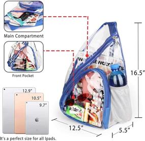 img 2 attached to 🎒 Clear PVC Sling Bag Stadium Approved: Stylish Backpack with Adjustable Strap by HULISEN