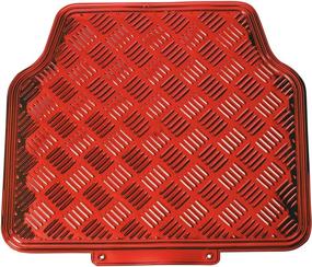 img 1 attached to 🚗 Race Sport Metallic Design Car Mats - 4 Piece Set: Front and Rear PVC Rubber Floor Mats for Cars, SUV, Van, Truck - Red, Heavy-Duty, All-Weather Protection