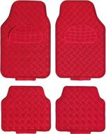 🚗 race sport metallic design car mats - 4 piece set: front and rear pvc rubber floor mats for cars, suv, van, truck - red, heavy-duty, all-weather protection logo