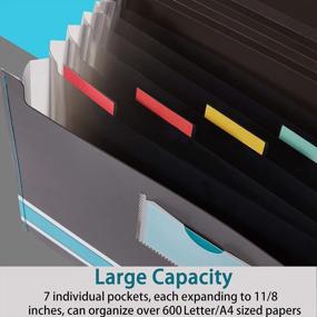 img 3 attached to Blue Sooez Expanding File Folder With Sticky Labels - 7 Pockets Organize Letter/A4 Documents, Papers And Files - Accordion File Holder And Paper Organizer For Improved Storage And Accessibility