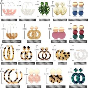 img 1 attached to FIFATA 18 Pairs Statement Rattan Earrings For Women Girls Fun Acrylic Hoop Drop Dangle Earrings Fashion Resin Jewelry Set Hypoallergenic For Sensitive Ears