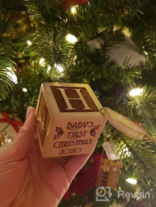 img 1 attached to Personalized Baby Block Wooden Keepsake Ornament 2022 Gift For Boy Or Girl - My First Babys Christmas Custom Engraved Newborn Infant Mom, Dad 1St Date By Glitzby review by David Romero