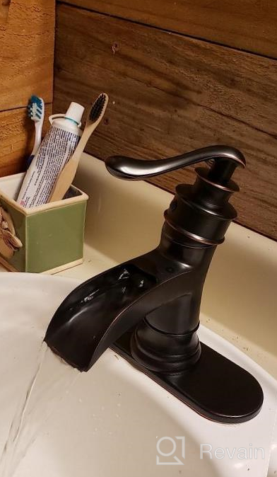 img 1 attached to Waterfall Bathroom Vessel Sink Faucet Oil Rubbed Bronze Tall Single Handle Lavatory Mixer Tap One Hole Lever Deck Mount Commercial Supply Line Lead-Free review by Kenkoy Braggs