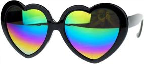 img 3 attached to Heart-Shaped Plastic Sunglasses For Women With Mirrored Color Mirror Lenses