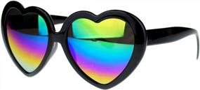 img 2 attached to Heart-Shaped Plastic Sunglasses For Women With Mirrored Color Mirror Lenses