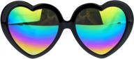 пластиковые солнцезащитные очки в форме сердца для женщин с зеркальными цветными зеркальными линзами логотип