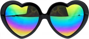 img 4 attached to Heart-Shaped Plastic Sunglasses For Women With Mirrored Color Mirror Lenses