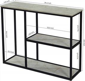 img 3 attached to WOHOMO Console Table, 12 Inch Narrow Sofa Table With 3-Tier Storage Shelves, 40 Inch Industrial Entryway Table For Living Room, Corridor, Hallway, Grey Marble