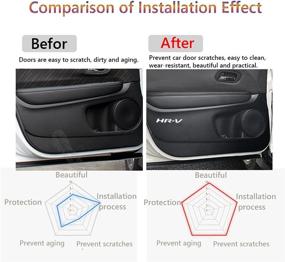 img 3 attached to 🚘 Custom Interior Accessories - Great-luck Leather Door Anti Kick Pad Stickers 4 pieces/set (Carbon Fiber) for Honda HR-V (2016-2022) Side Edge Film Protector Stickers