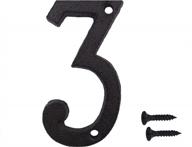 black wrought iron house number 3 - 3 inch size with included matching screws for easy installation logo