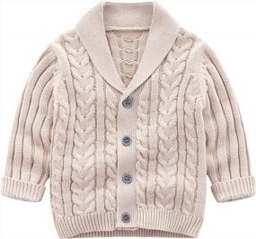 img 4 attached to Feidoog Baby Boys V-Neck Cardigan Crochet Sweater Knit Button Pullover Sweatshirt Toddler