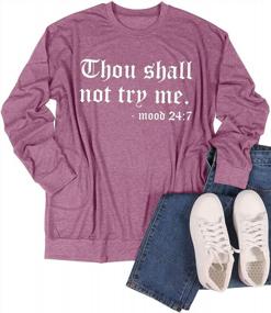 img 1 attached to Women'S Thou Shall Not Try Me T-Shirt - Letter Print Tee Top With Pocket Sweatshirt