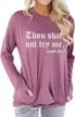 women's thou shall not try me t-shirt - letter print tee top with pocket sweatshirt logo