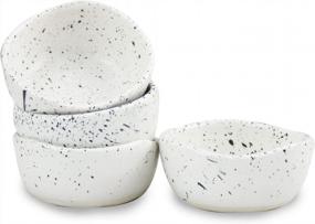 img 3 attached to Handcrafted White Matte Speckled Stoneware Dipping Bowl Set From Roro