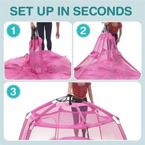 img 3 attached to Pink Pop Up Play Tent For Kids | Indoor/Outdoor Playhouse | Camping And Playpen Fun | Alvantor 7'X7'X44"H Patent
