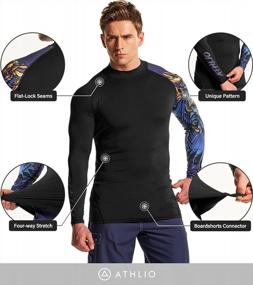 img 1 attached to ATHLIO Men'S Rash Guard, Long Sleeve Swim Shirt With UPF 50+ Sun Protection, Dry-Fit For Water Sports, Surfing, And Beach Activities