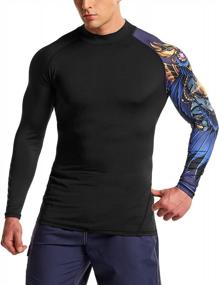 img 4 attached to ATHLIO Men'S Rash Guard, Long Sleeve Swim Shirt With UPF 50+ Sun Protection, Dry-Fit For Water Sports, Surfing, And Beach Activities