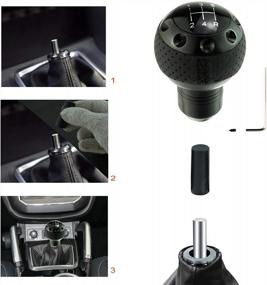 img 3 attached to Black Lunsom 5 Speed Leather Manual Transmission Shift Knob Handle Ball Gear Stick Shifter Head For Most Vehicles