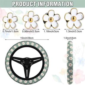 img 3 attached to 🌸 Floral Steering Wheel Cover and Car Decorations Set - Cute Steering Wheel Cover with 4 Pieces Flower Air Vent Clips for Women and Girls (Fresh Pattern)