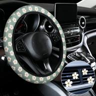 🌸 floral steering wheel cover and car decorations set - cute steering wheel cover with 4 pieces flower air vent clips for women and girls (fresh pattern) логотип