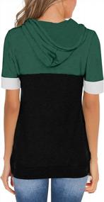 img 3 attached to Ladies' Summer Hoodies And Shirts - Stylish Short-Sleeved Casual Tops In Green And Black For Women, Available In Large Sizes. Fashion Blouses, Trendy Tunics, And Camisas De Mujer.