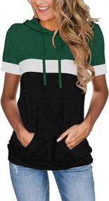img 4 attached to Ladies' Summer Hoodies And Shirts - Stylish Short-Sleeved Casual Tops In Green And Black For Women, Available In Large Sizes. Fashion Blouses, Trendy Tunics, And Camisas De Mujer.