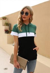 img 2 attached to Ladies' Summer Hoodies And Shirts - Stylish Short-Sleeved Casual Tops In Green And Black For Women, Available In Large Sizes. Fashion Blouses, Trendy Tunics, And Camisas De Mujer.