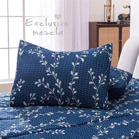 img 3 attached to Exclusivo Mezcla 3-Piece Floral King Size Comforter Set, Microfiber Bedding Down Alternative Comforter For All Seasons With 2 Pillow Shams, Navy