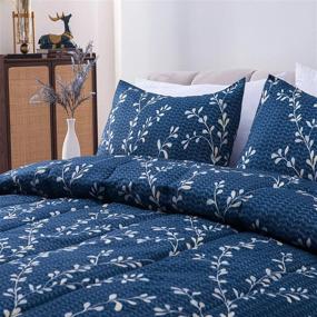 img 1 attached to Exclusivo Mezcla 3-Piece Floral King Size Comforter Set, Microfiber Bedding Down Alternative Comforter For All Seasons With 2 Pillow Shams, Navy