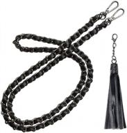 beaulegan purse chain strap - microfiber leather - replacement for crossbody shoulder bag - 51 inch long, black/gunmetal black logo