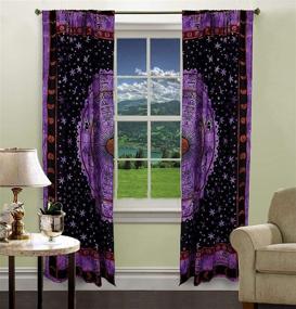 img 1 attached to Boho Chic Purple Zodiac Tapestry Curtain: Handmade Room Decor With Room Darkening & Sheer Curtains For Windows, Balconies, And Bedrooms